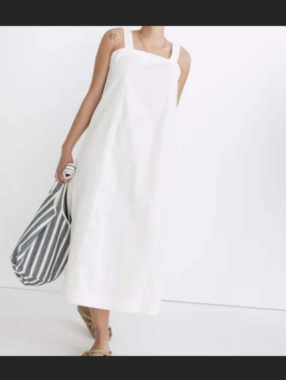 SOLD, OUT OF STOCK: Madewell Linen Cotton Princess-Seamed Midi Dress M